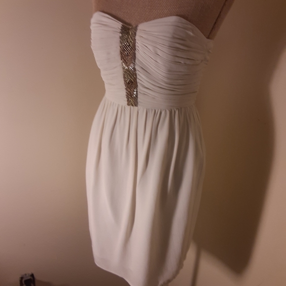 Shoshanna beaded front strapless ivory dress sz2 - Picture 3 of 12
